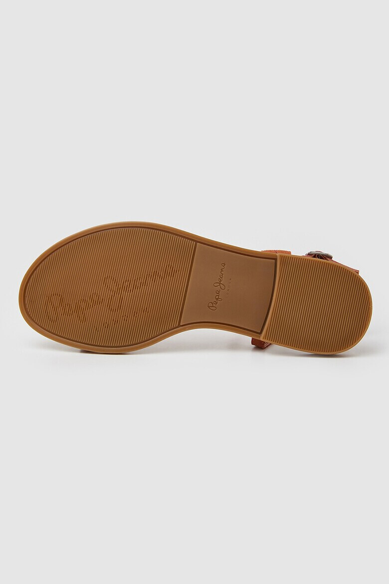 Pepe Jeans London Sandale de piele intoarsa cu talpa plata - Pled.ro