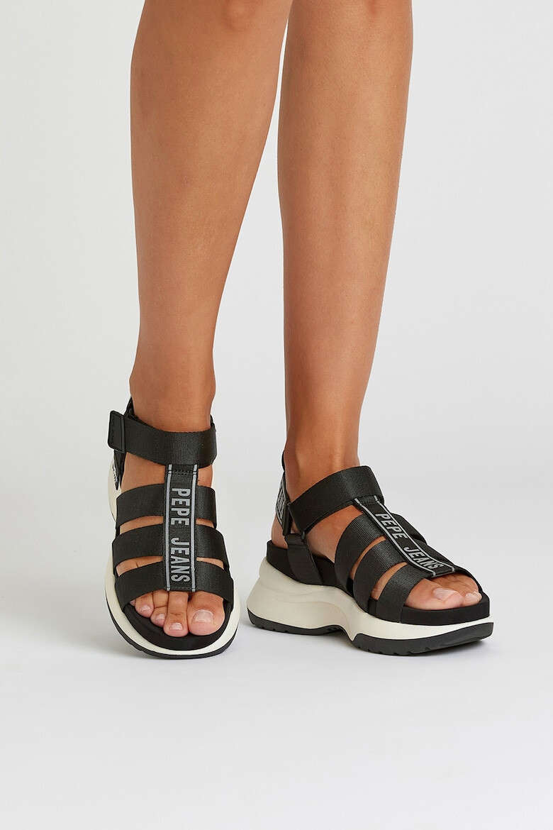 Pepe Jeans London Sandale demi-wedge cu velcro - Pled.ro