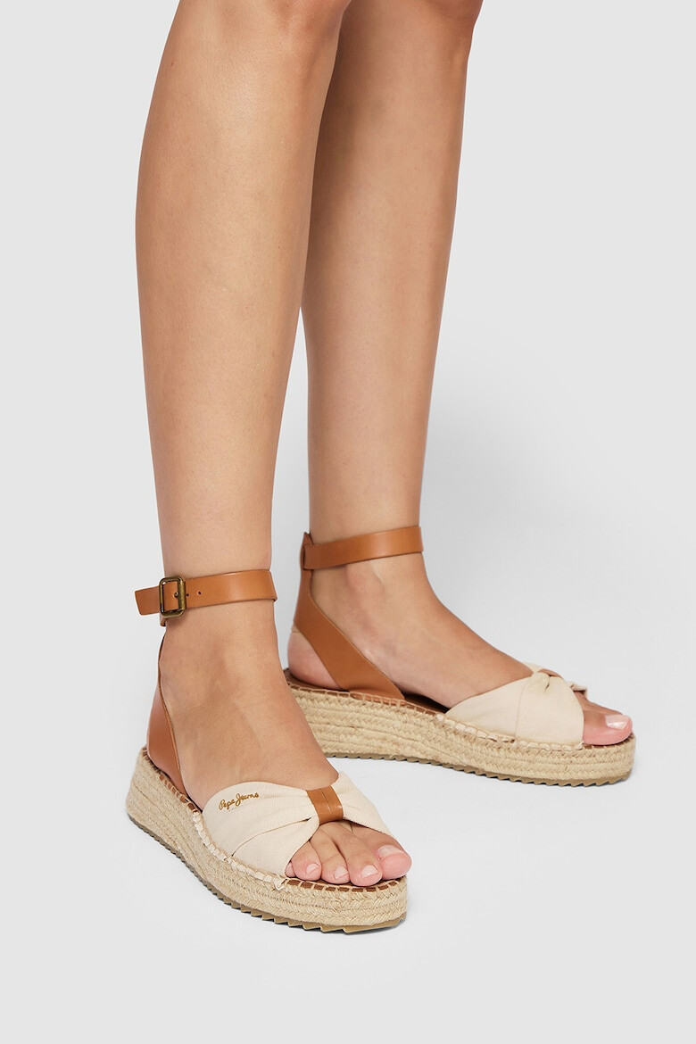 Pepe Jeans London Sandale-espadrile cu detalii de piele - Pled.ro