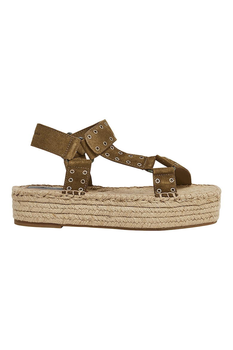 Pepe Jeans London Sandale-espadrile flatform de piele intoarsa - Pled.ro