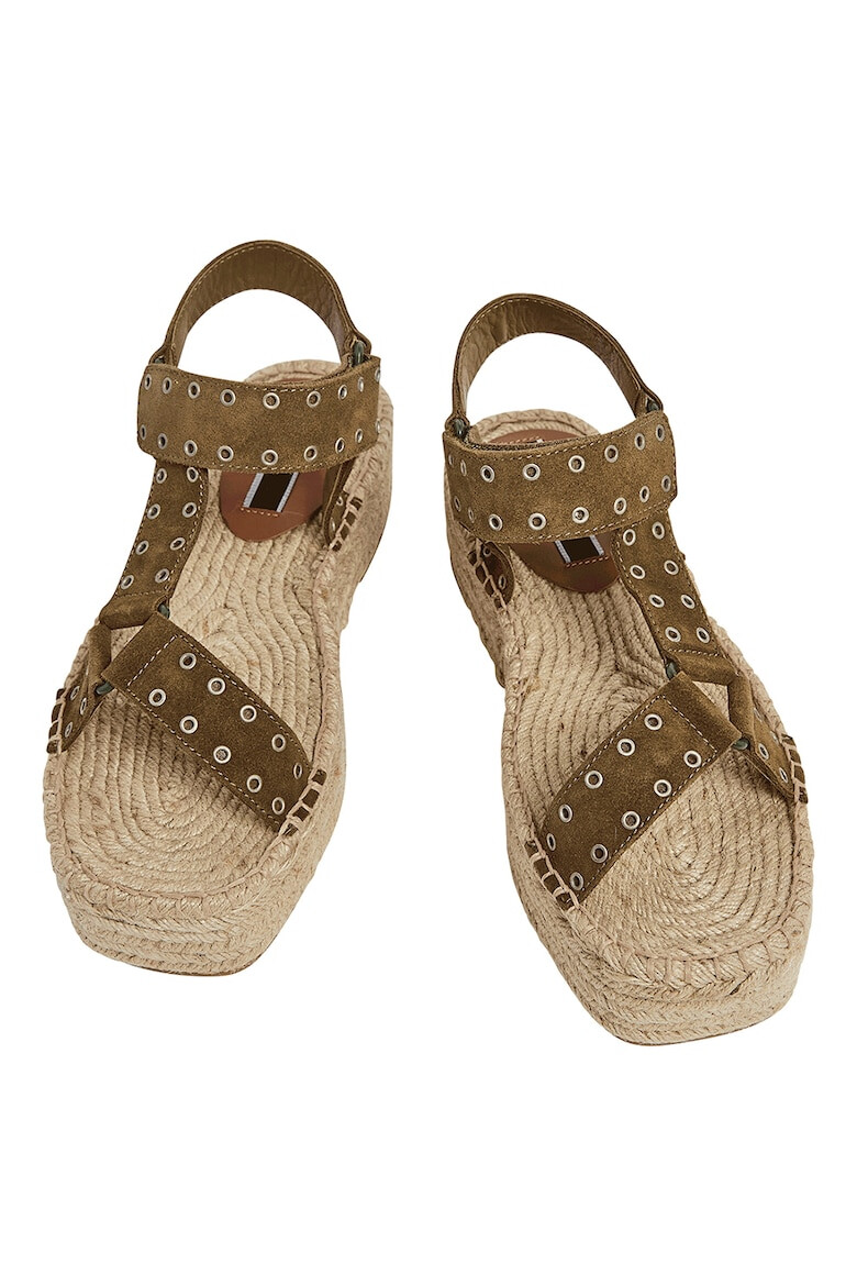 Pepe Jeans London Sandale-espadrile flatform de piele intoarsa - Pled.ro