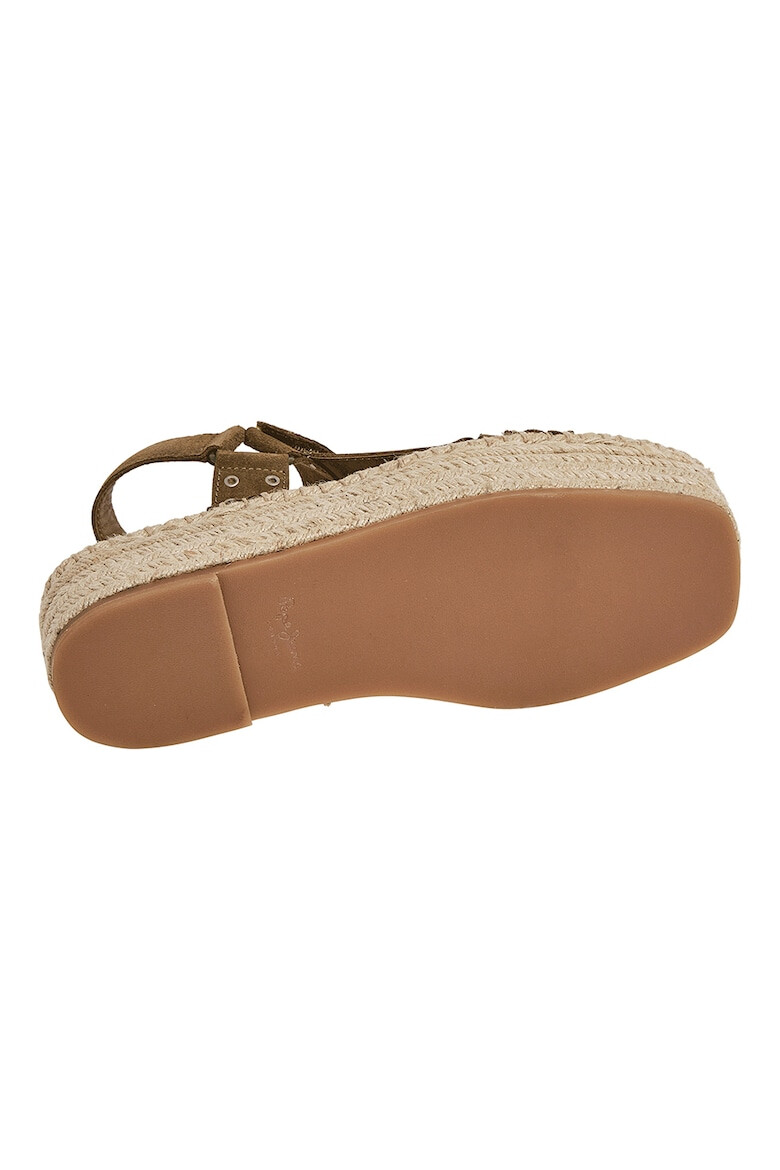 Pepe Jeans London Sandale-espadrile flatform de piele intoarsa - Pled.ro