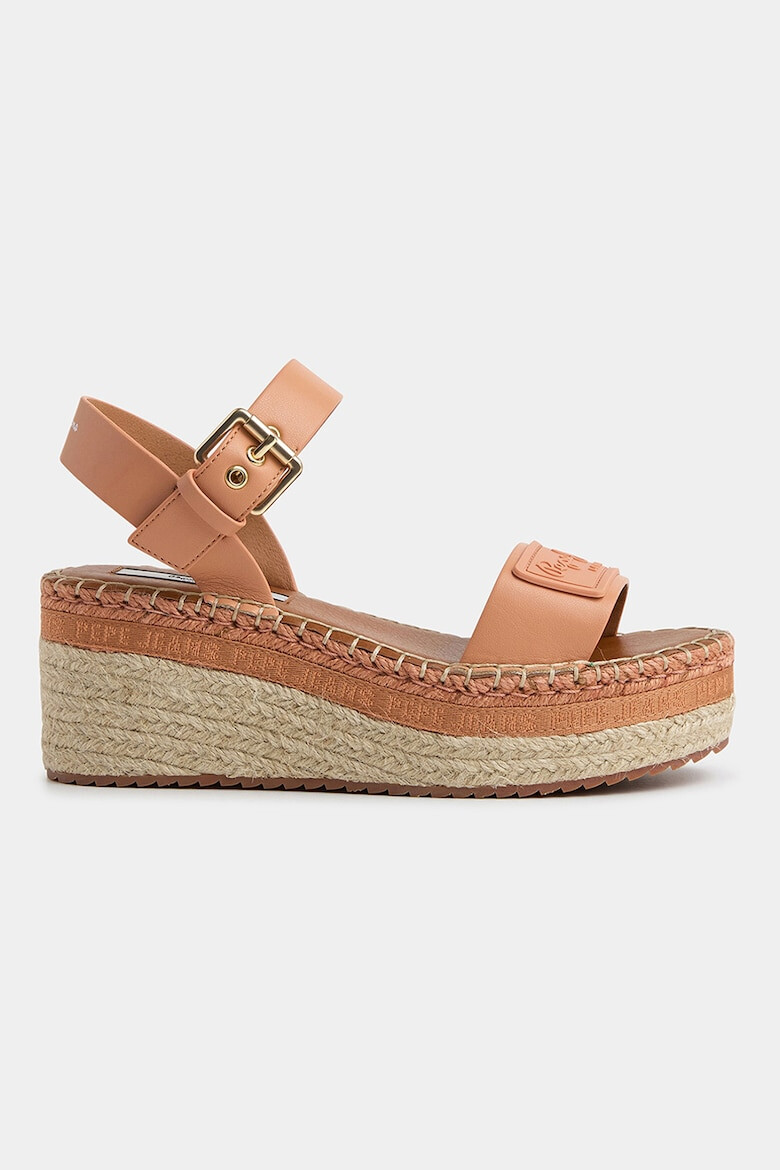 Pepe Jeans London Sandale-espadrile wedge cu garnituri de piele ecologica - Pled.ro