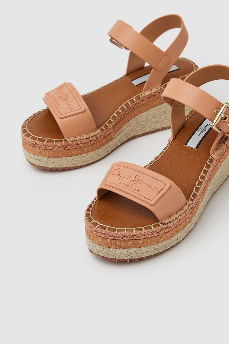 Pepe Jeans London Sandale-espadrile wedge cu garnituri de piele ecologica - Pled.ro