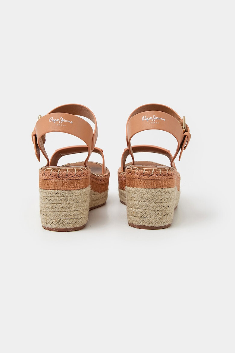 Pepe Jeans London Sandale-espadrile wedge cu garnituri de piele ecologica - Pled.ro