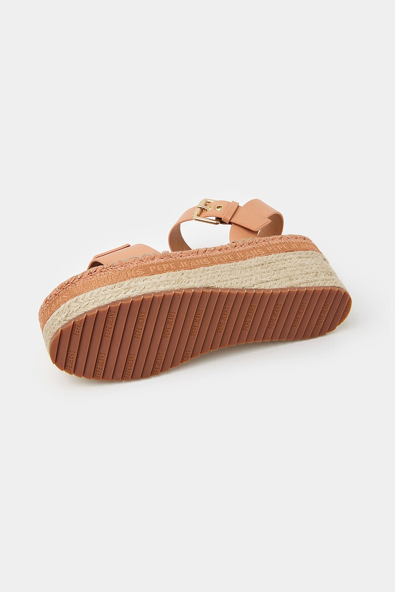 Pepe Jeans London Sandale-espadrile wedge cu garnituri de piele ecologica - Pled.ro