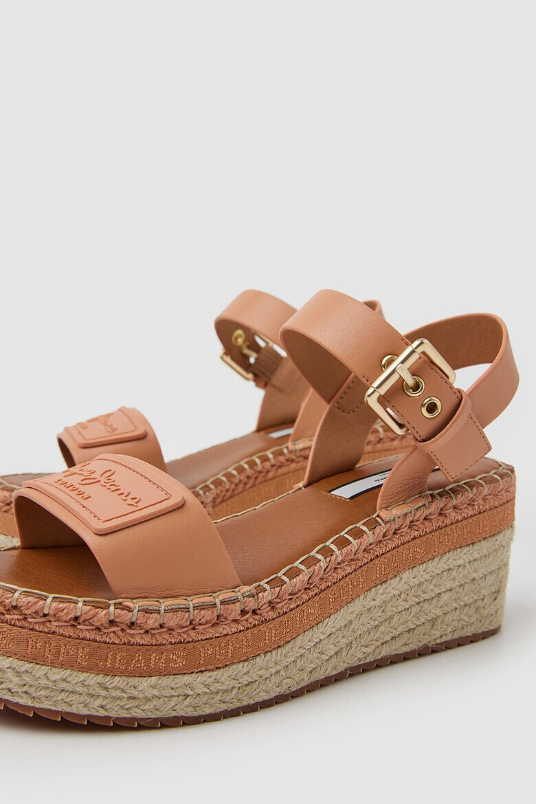 Pepe Jeans London Sandale-espadrile wedge cu garnituri de piele ecologica - Pled.ro