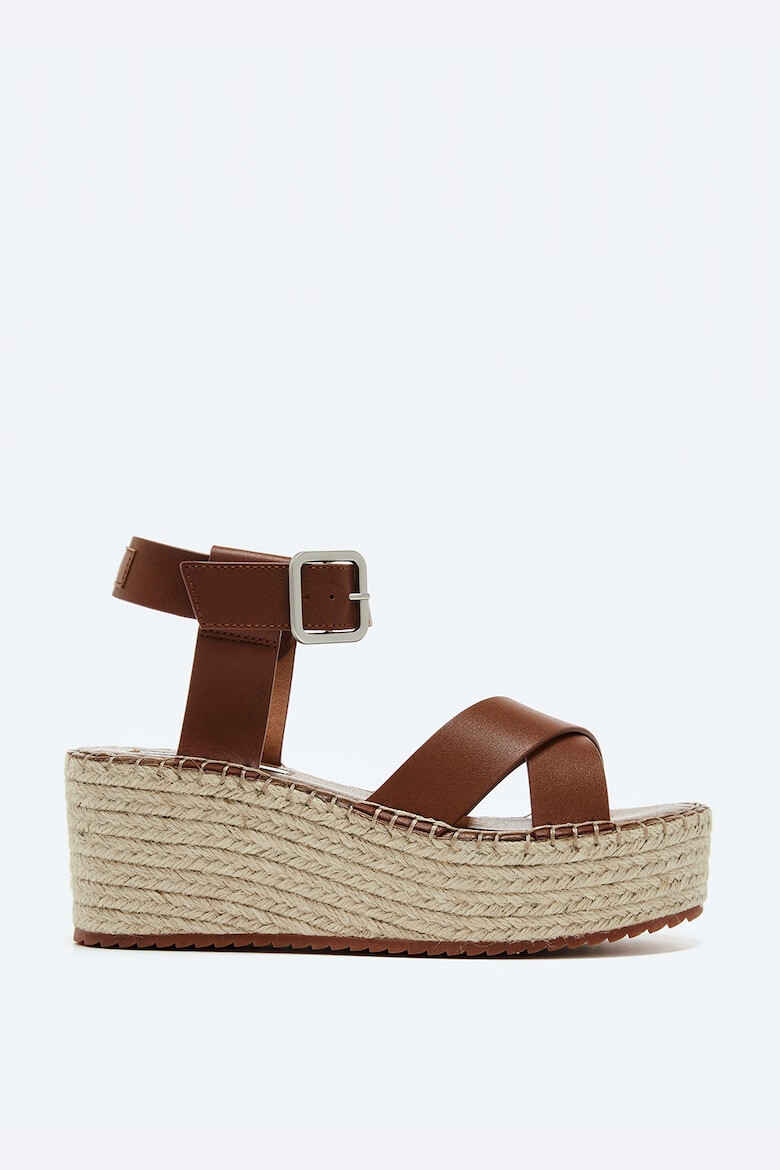 Pepe Jeans London Sandale tip espadrile din piele ecologica cu talpa wedge - Pled.ro