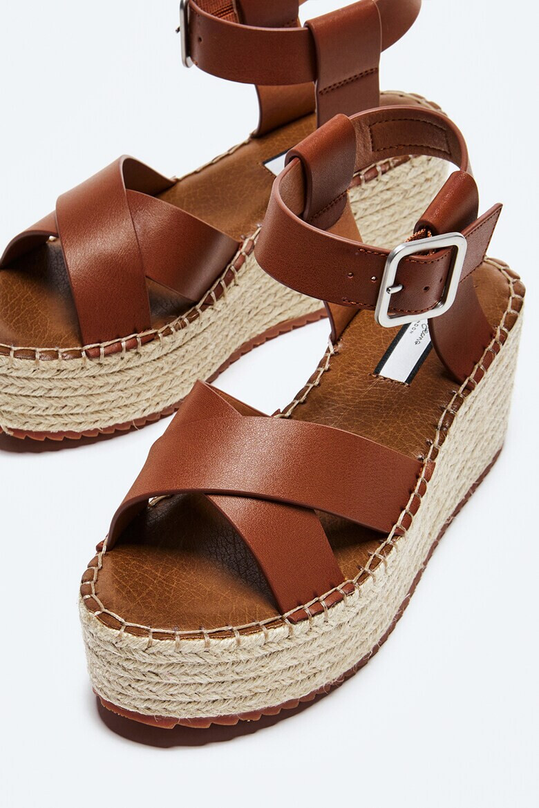 Pepe Jeans London Sandale tip espadrile din piele ecologica cu talpa wedge - Pled.ro