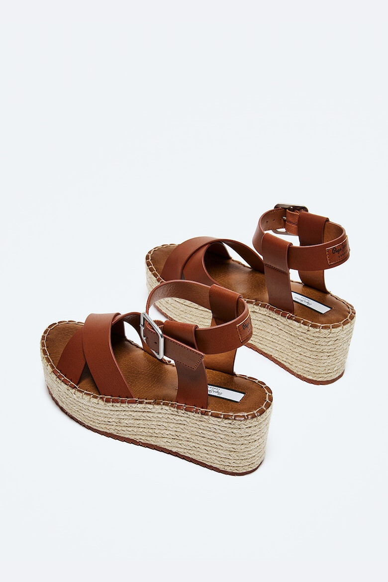 Pepe Jeans London Sandale tip espadrile din piele ecologica cu talpa wedge - Pled.ro