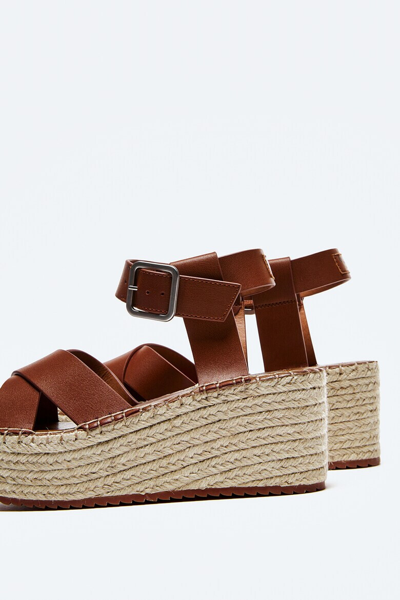 Pepe Jeans London Sandale tip espadrile din piele ecologica cu talpa wedge - Pled.ro