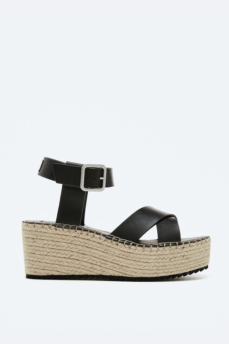 Pepe Jeans London Sandale tip espadrile din piele ecologica cu talpa wedge - Pled.ro