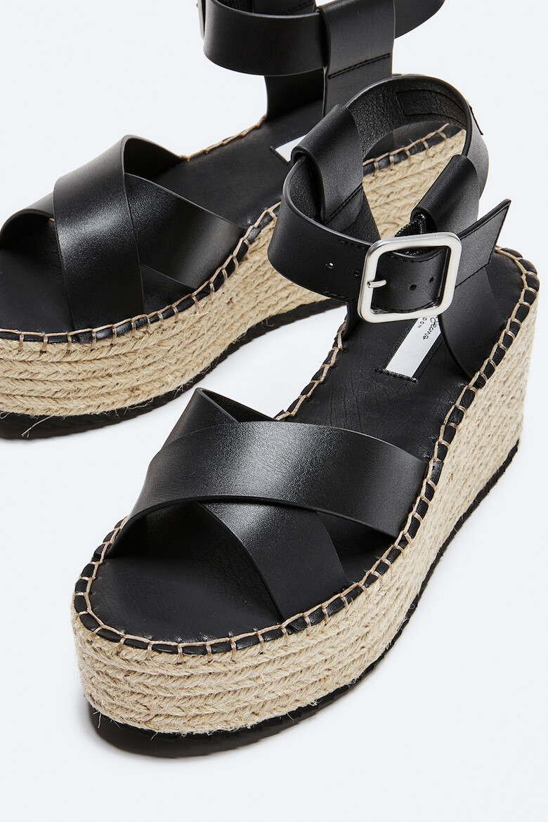 Pepe Jeans London Sandale tip espadrile din piele ecologica cu talpa wedge - Pled.ro