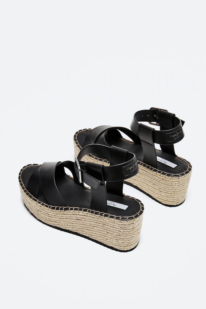 Pepe Jeans London Sandale tip espadrile din piele ecologica cu talpa wedge - Pled.ro