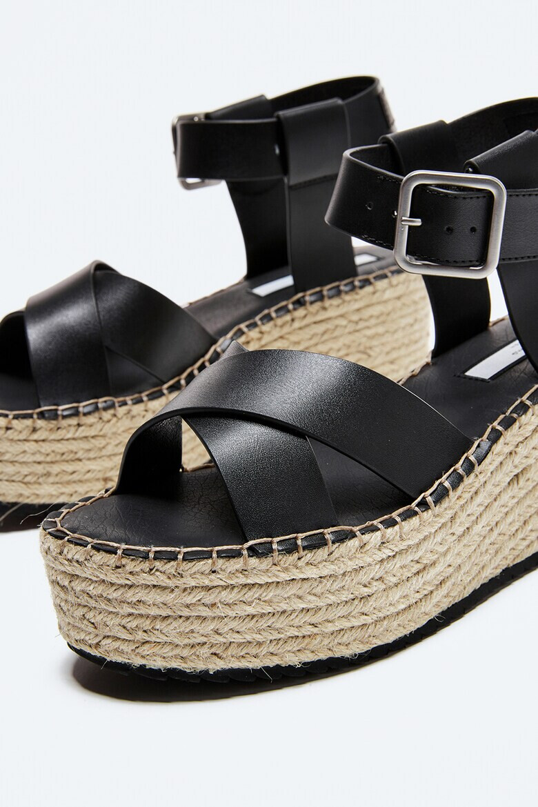 Pepe Jeans London Sandale tip espadrile din piele ecologica cu talpa wedge - Pled.ro