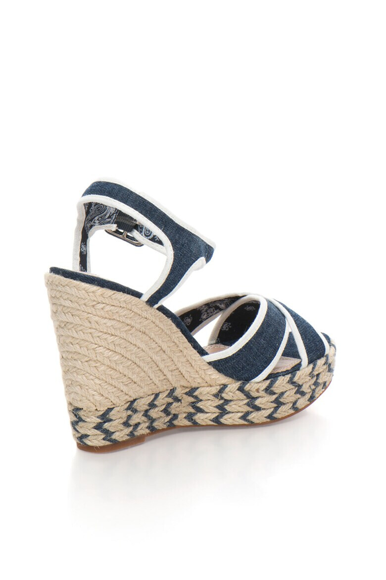 Pepe Jeans London Sandale wedge albastru melange din denim Walker - Pled.ro