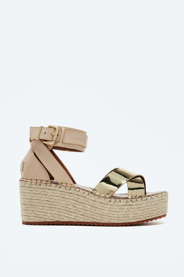 Pepe Jeans London Sandale wedge tip espadrile din piele ecologica - Pled.ro