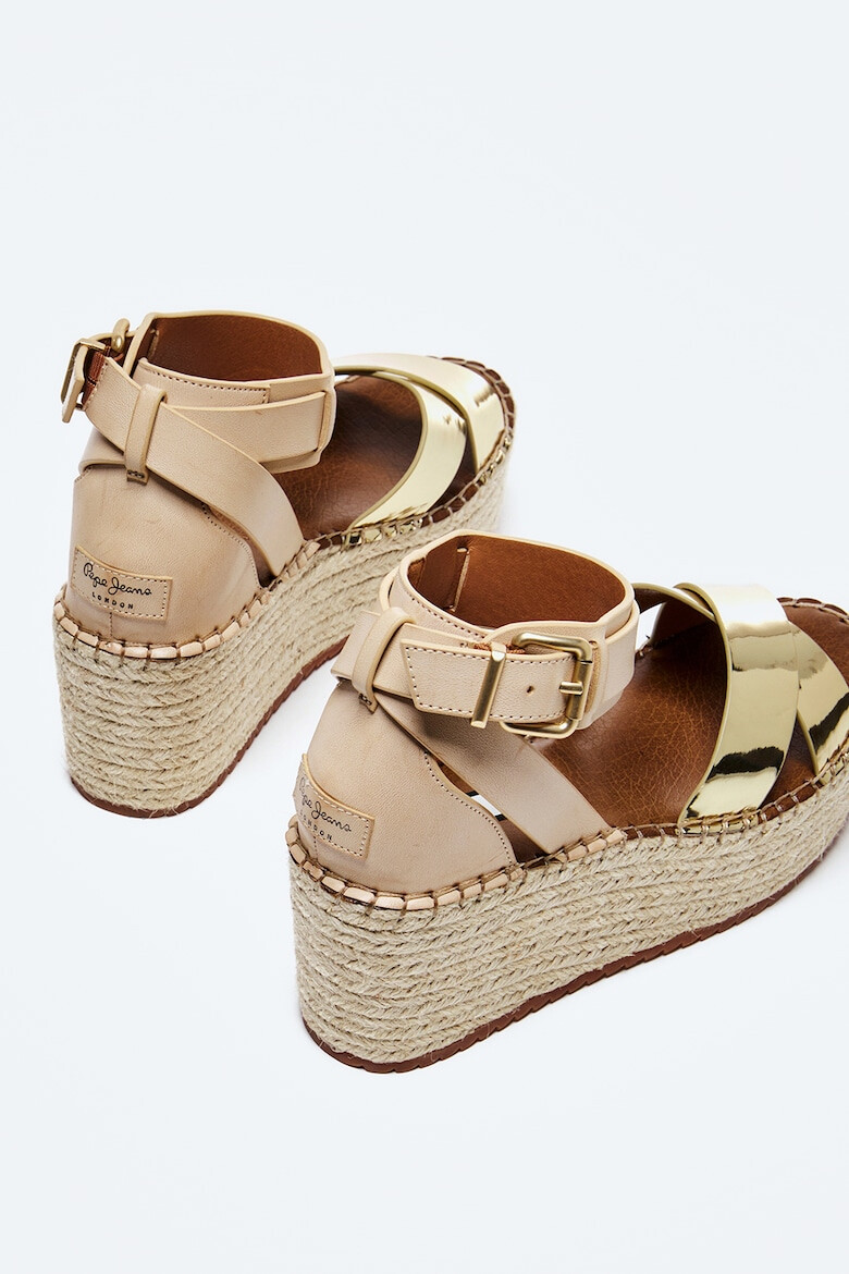 Pepe Jeans London Sandale wedge tip espadrile din piele ecologica - Pled.ro