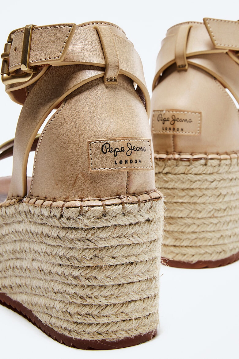 Pepe Jeans London Sandale wedge tip espadrile din piele ecologica - Pled.ro