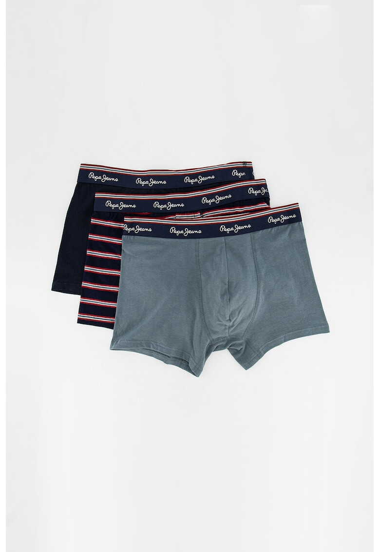 Pepe Jeans London Set de boxeri uni si in dungi - 3 perechi - Pled.ro