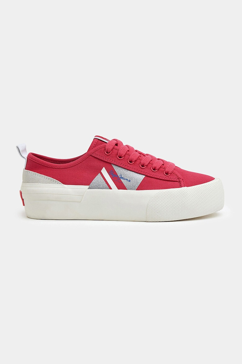 Pepe Jeans London Tenisi flatform din material textil cu logo - Pled.ro