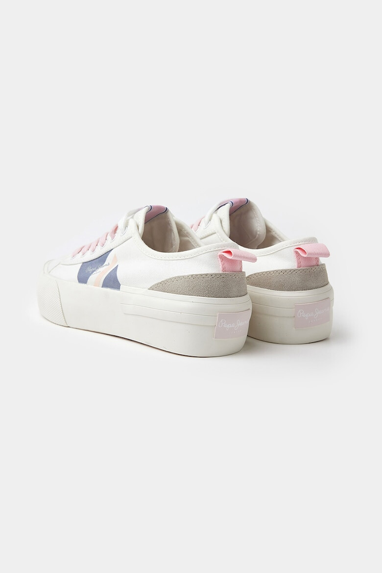 Pepe Jeans London Tenisi flatform din material textil cu logo - Pled.ro