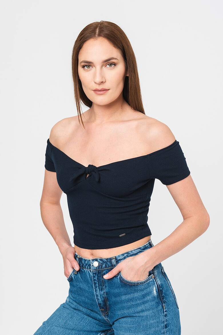 Pepe Jeans London Tricou crop cu decolteu pe umeri Beth - Pled.ro