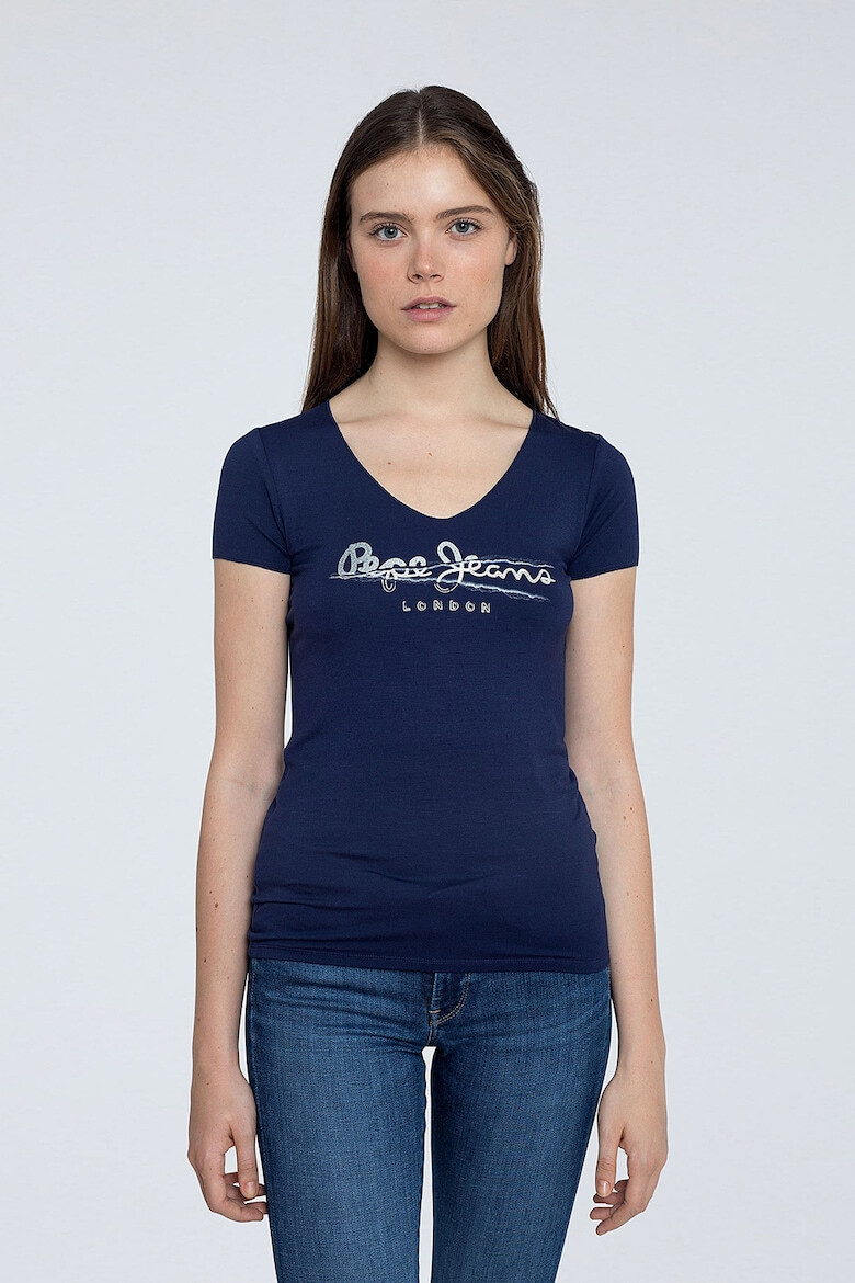 Pepe Jeans London Tricou cu decolteu en-coeur si logo - Pled.ro