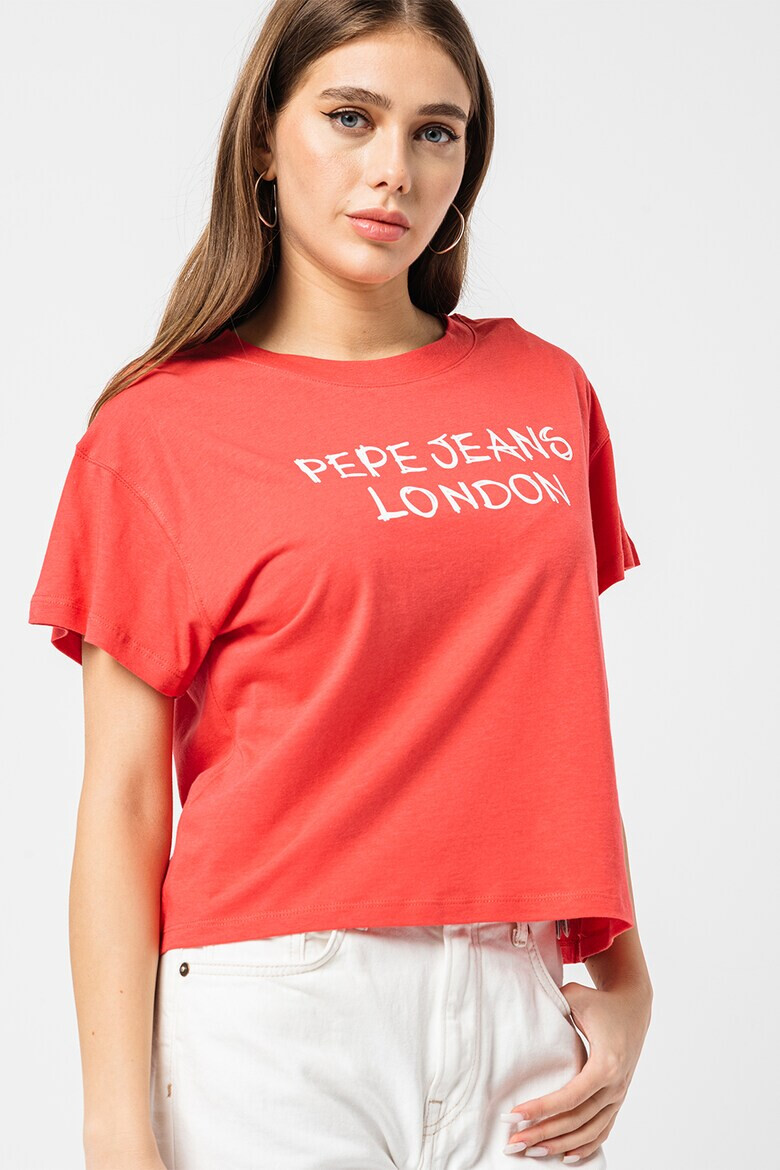 Pepe Jeans London Tricou cu decolteu la baza gatului cu logo - Pled.ro