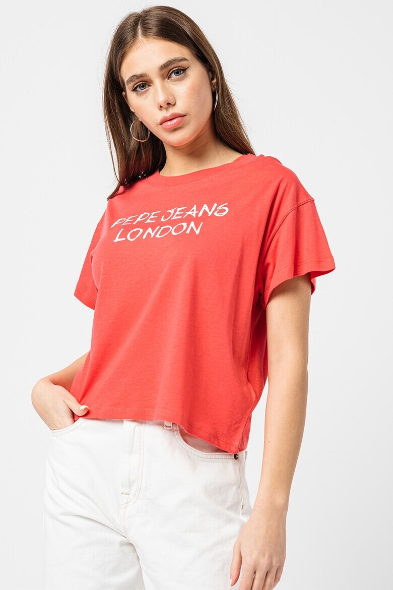 Pepe Jeans London Tricou cu decolteu la baza gatului cu logo - Pled.ro