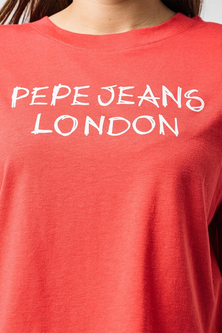 Pepe Jeans London Tricou cu decolteu la baza gatului cu logo - Pled.ro