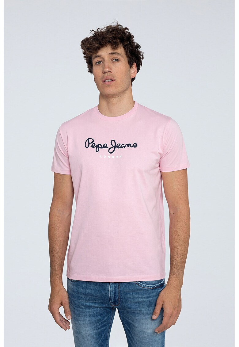 Pepe Jeans London Tricou cu decolteu la baza gatului si imprimeu logo Eggo - Pled.ro