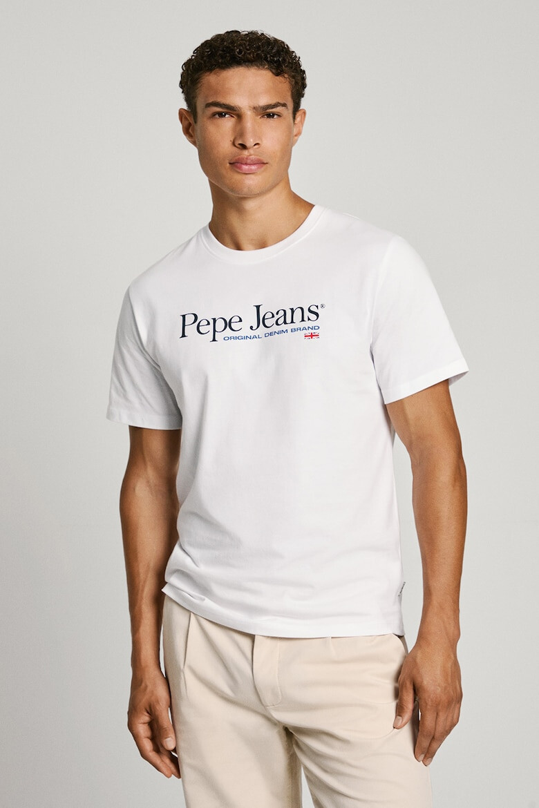 Pepe Jeans London Tricou cu decolteu la baza gatului si imprimeu logo - Pled.ro