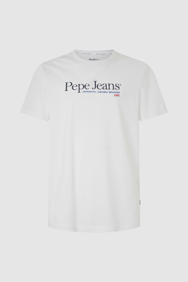 Pepe Jeans London Tricou cu decolteu la baza gatului si imprimeu logo - Pled.ro