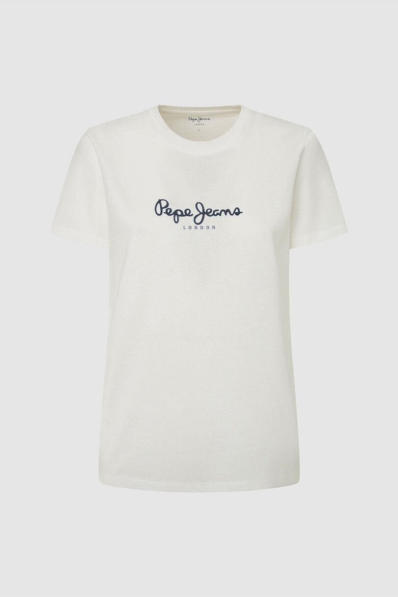 Pepe Jeans London Tricou cu decolteu la baza gatului si imprimeu logo Fiore - Pled.ro