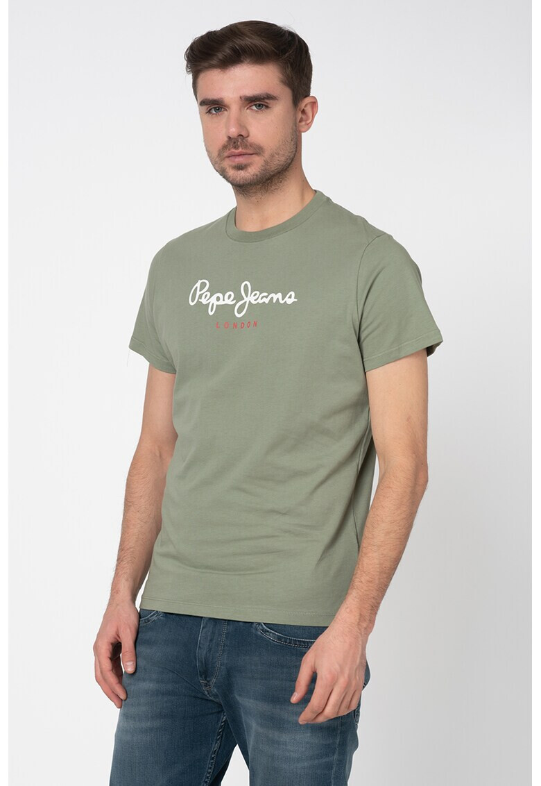 Pepe Jeans London Tricou cu decolteu la baza gatului si imprimeu logo Eggo - Pled.ro