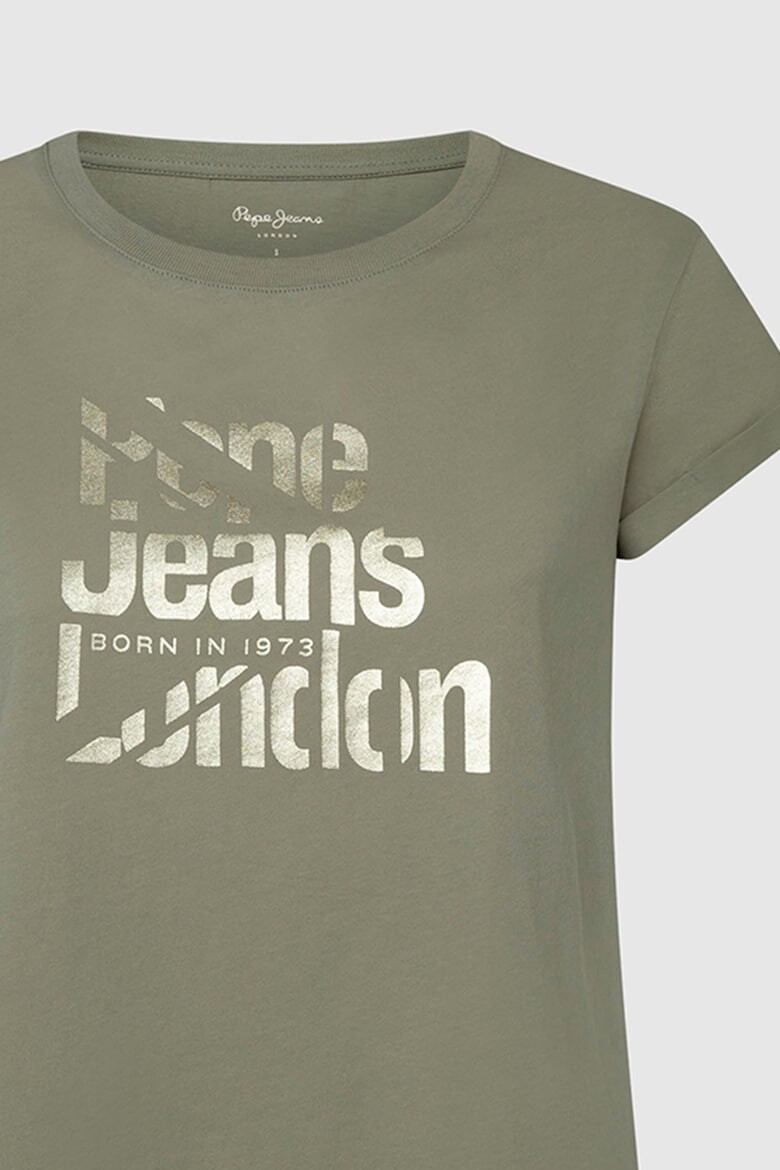 Pepe Jeans London Tricou cu decolteu la baza gatului si imprimeu logo Enola - Pled.ro