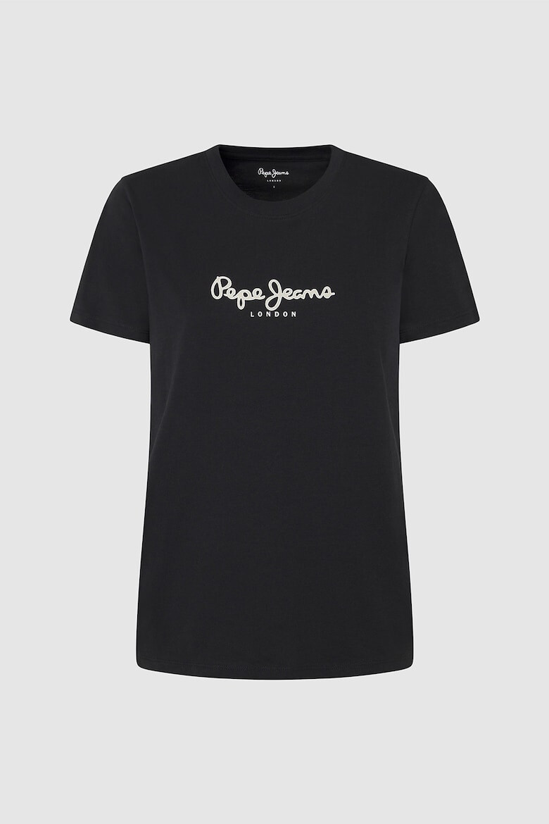 Pepe Jeans London Tricou cu decolteu la baza gatului si imprimeu logo Fiore - Pled.ro