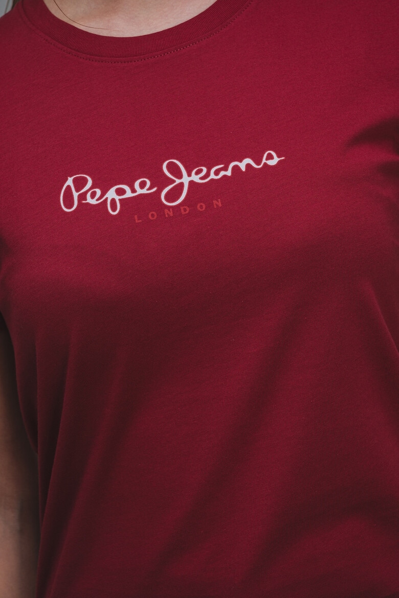 Pepe Jeans London Tricou cu decolteu la baza gatului si imprimeu logo Fiore - Pled.ro