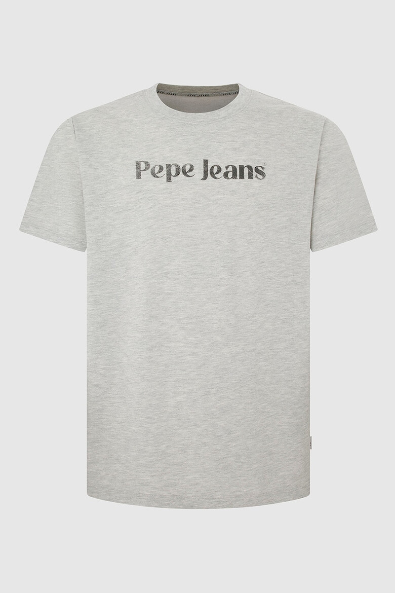 Pepe Jeans London Tricou cu decolteu la baza gatului si logo - Pled.ro