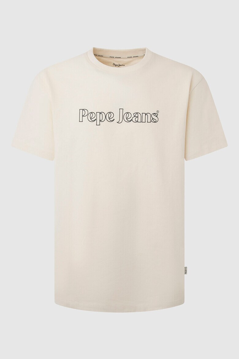 Pepe Jeans London Tricou cu decolteu la baza gatului si logo - Pled.ro