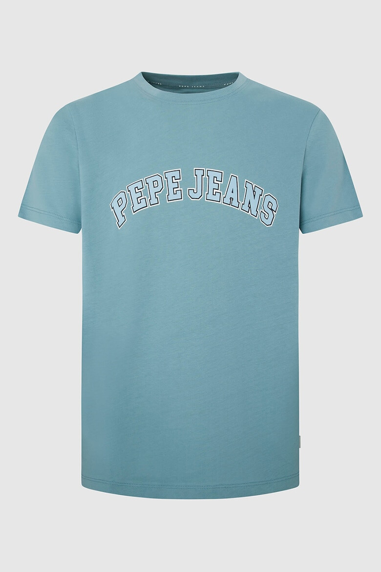 Pepe Jeans London Tricou cu decolteu la baza gatului si logo - Pled.ro