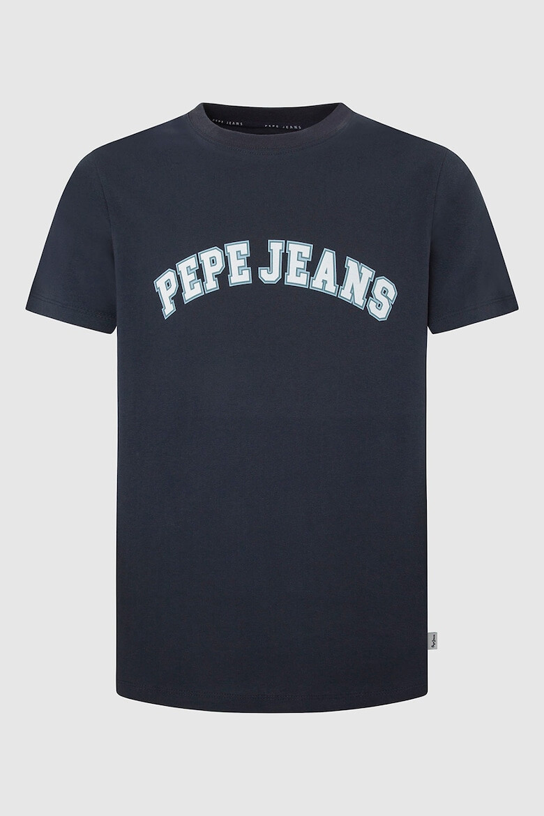 Pepe Jeans London Tricou cu decolteu la baza gatului si logo - Pled.ro