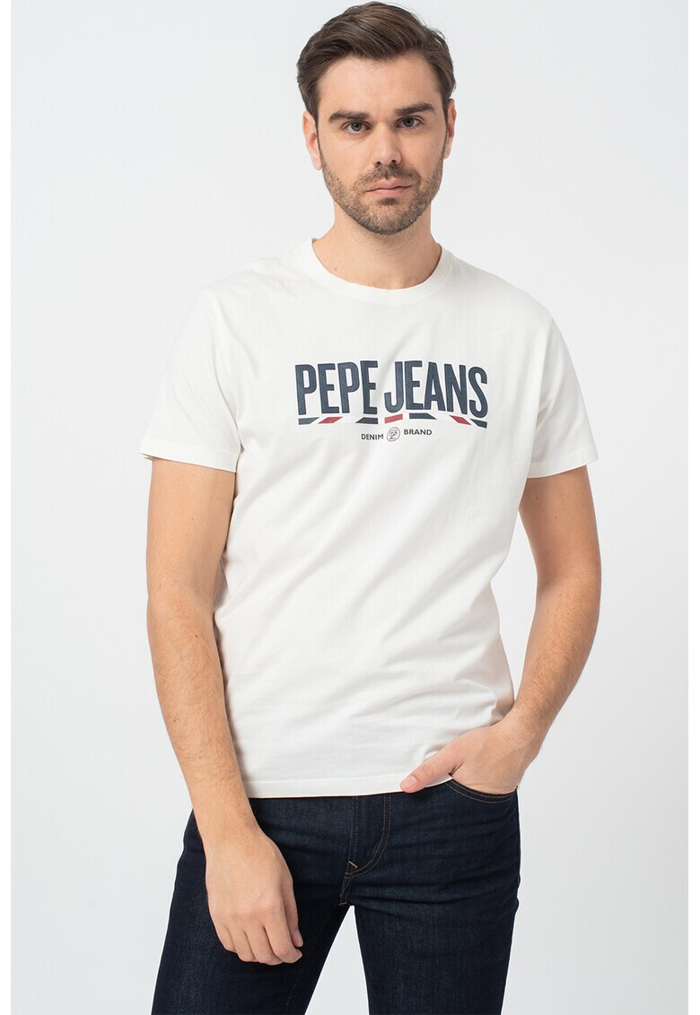 Pepe Jeans London Tricou cu decolteu la baza gatului si logo Brenton - Pled.ro