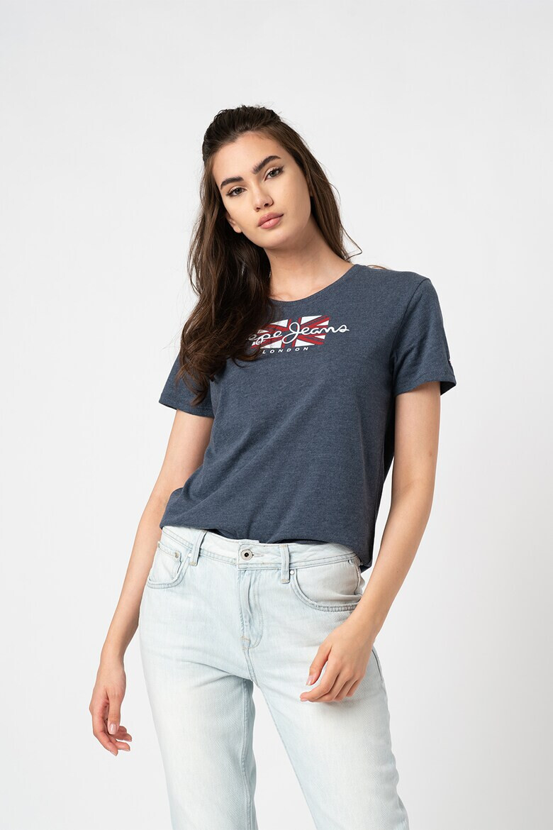 Pepe Jeans London Tricou cu decolteu la baza gatului si logo Zaidas - Pled.ro