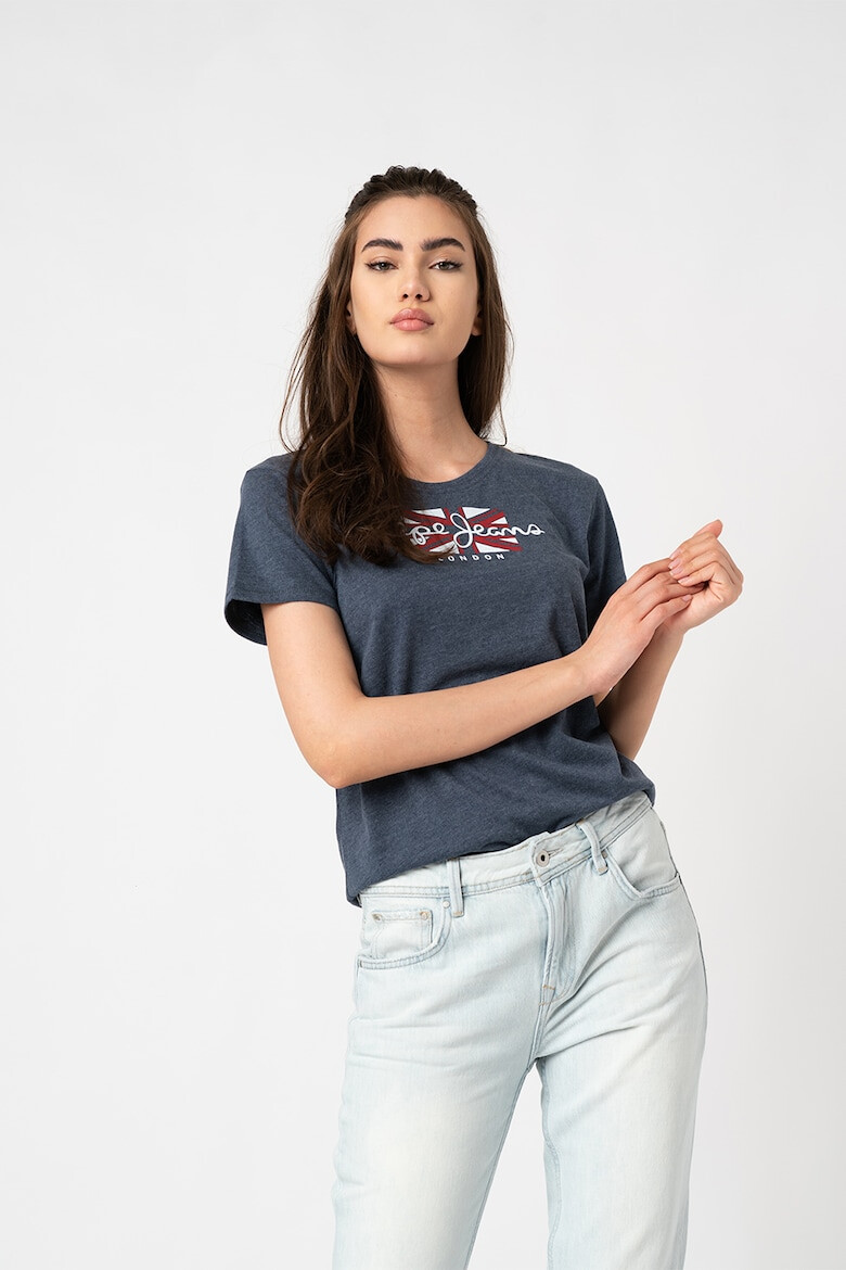 Pepe Jeans London Tricou cu decolteu la baza gatului si logo Zaidas - Pled.ro