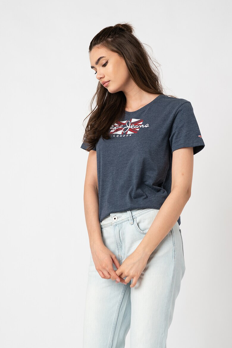 Pepe Jeans London Tricou cu decolteu la baza gatului si logo Zaidas - Pled.ro