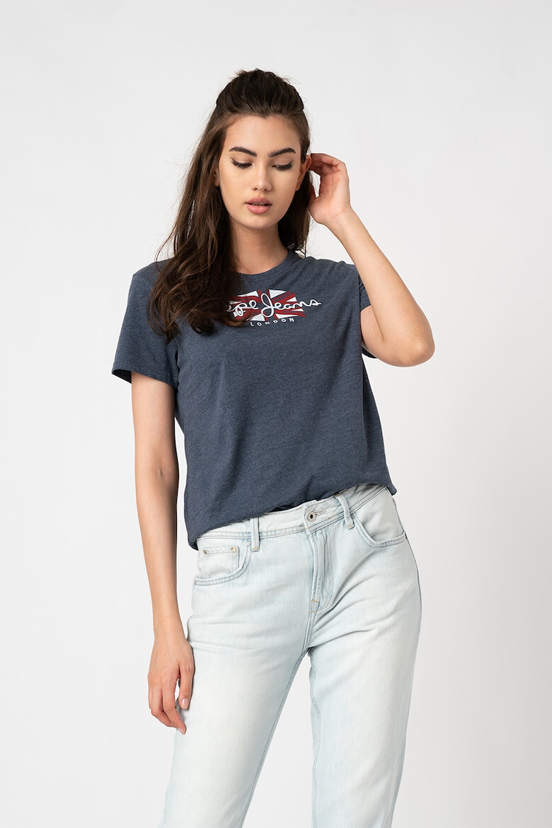 Pepe Jeans London Tricou cu decolteu la baza gatului si logo Zaidas - Pled.ro