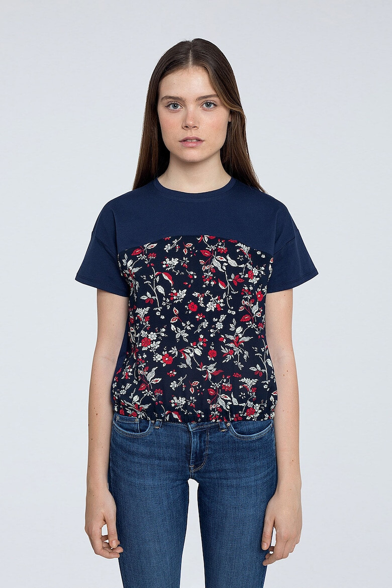 Pepe Jeans London Tricou cu decolteu la baza gatului si model floral - Pled.ro