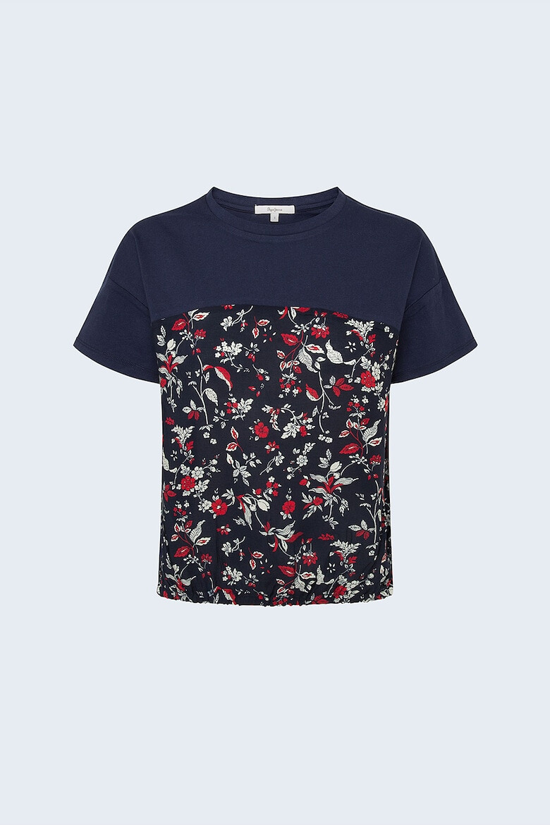 Pepe Jeans London Tricou cu decolteu la baza gatului si model floral - Pled.ro